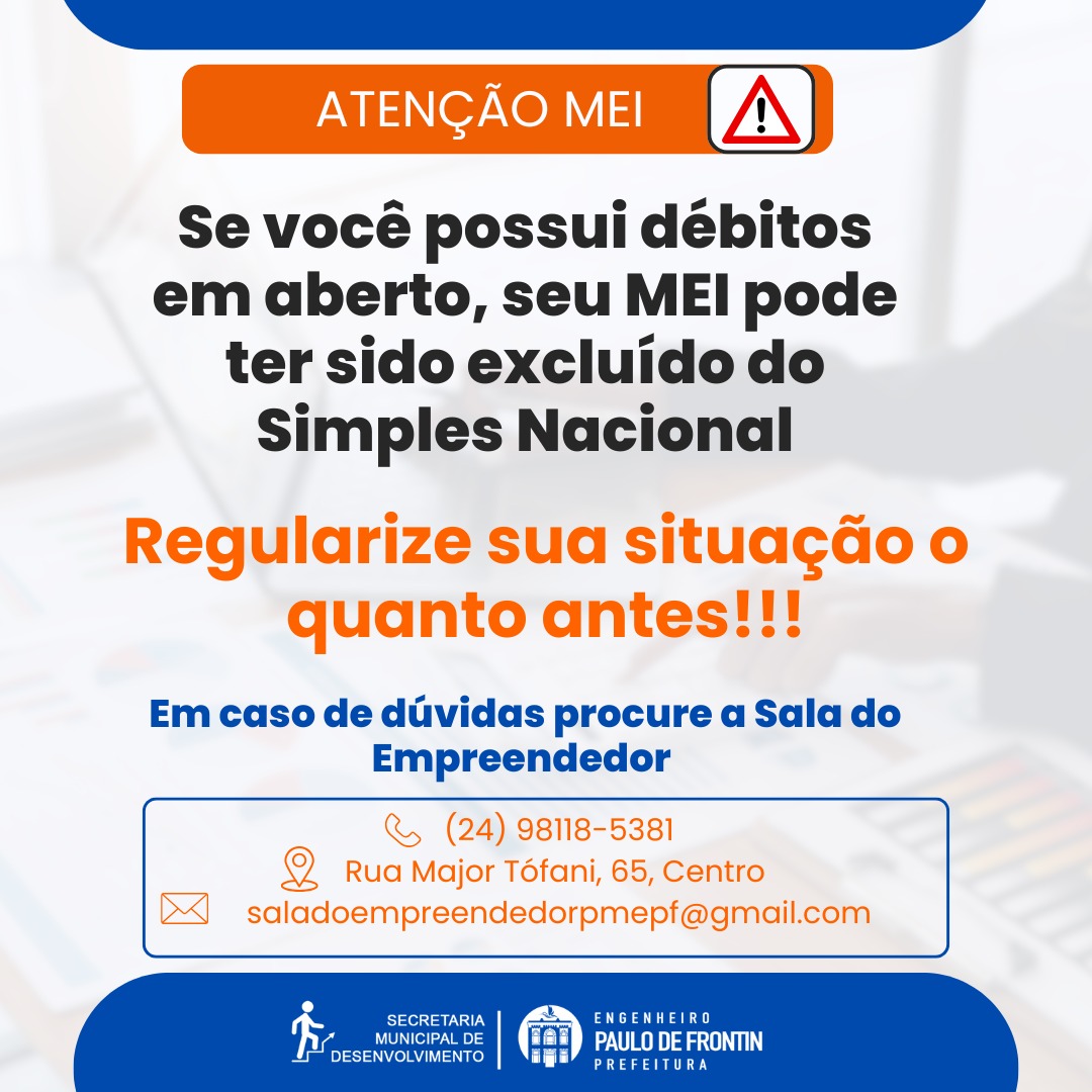 Leia mais sobre o artigo 🚨 Atenção MEIs! 🚨Se você possui débitos no Simples Nacional, verifique se o seu registro como Microempreendedor Individual (MEI) foi excluído do regime do Simples Nacional , resultando no desenquadramento como MEI .