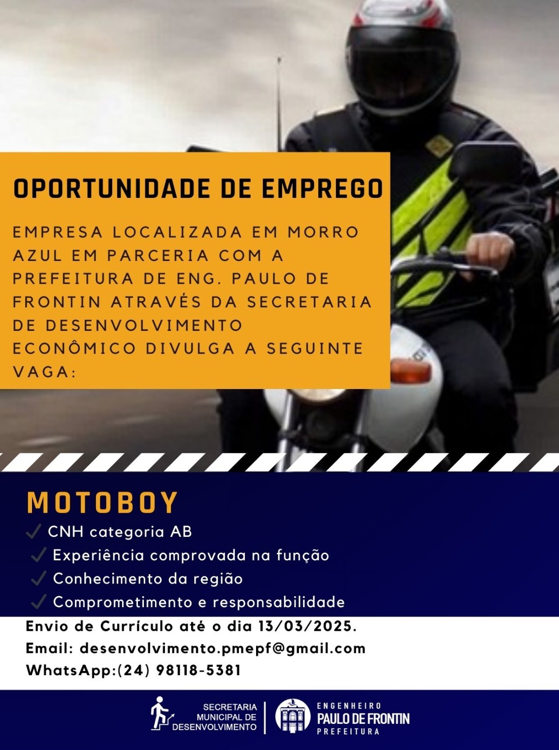 Leia mais sobre o artigo 📢 Oportunidade de Emprego – Motoboy