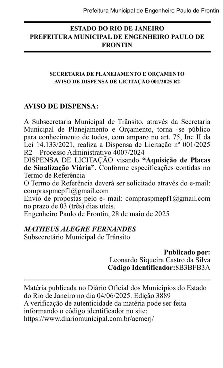 No momento você está vendo Aviso de Dispensa de Licitação