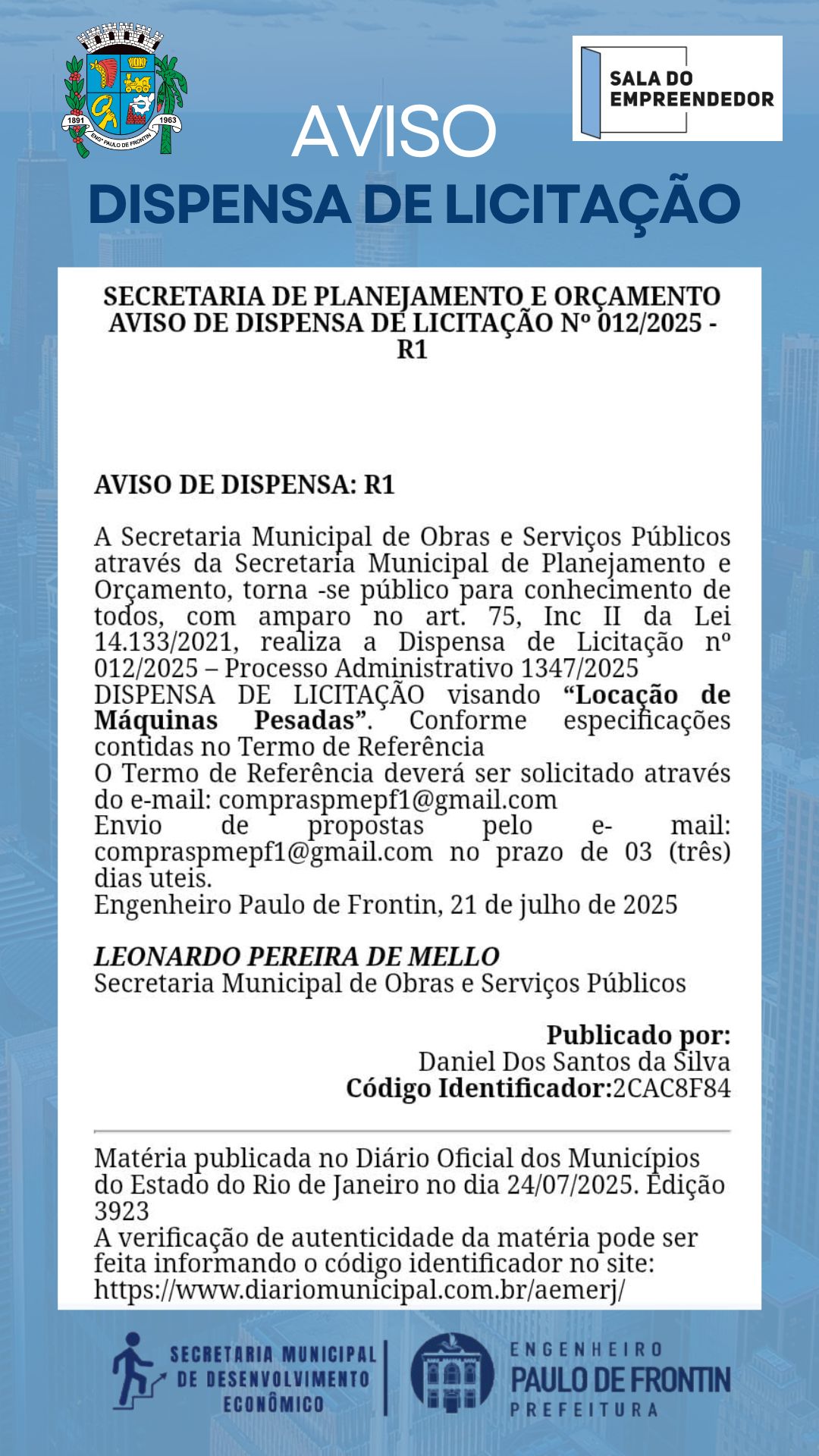 No momento você está vendo Aviso de Licitação