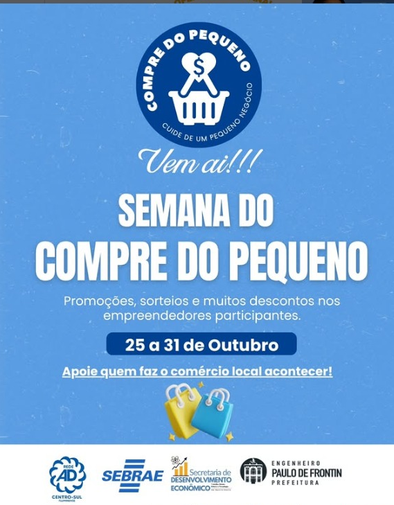 Leia mais sobre o artigo 📣 Semana do Compre do Pequeno!🗓 De 25 a 31 de outubro