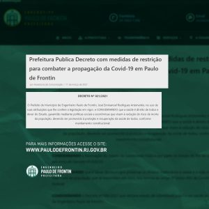 Leia mais sobre o artigo Prefeitura Publica Decreto com medidas de restrição para combater a propagação da Covid-19 em Paulo de Frontin
