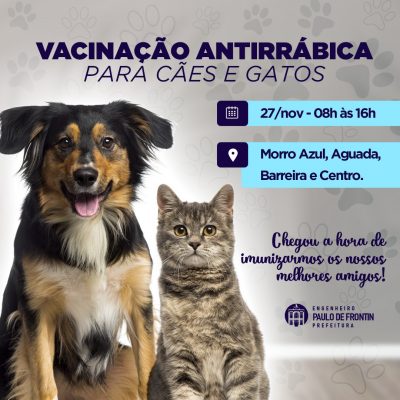 Vacinação Antirrábica para Cães e Gatos.