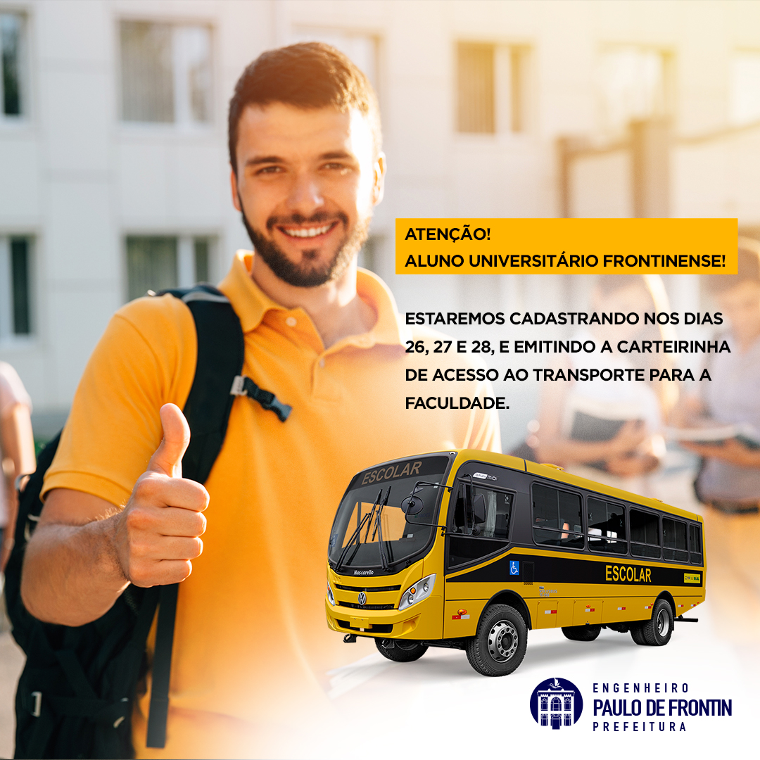 Renovação e cadastramento da carteirinha de acesso ao ônibus universitário.