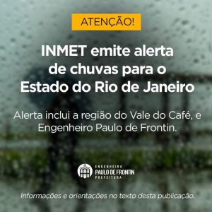 Leia mais sobre o artigo INMET emite alerta de chuvas para o Estado do Rio de Janeiro.