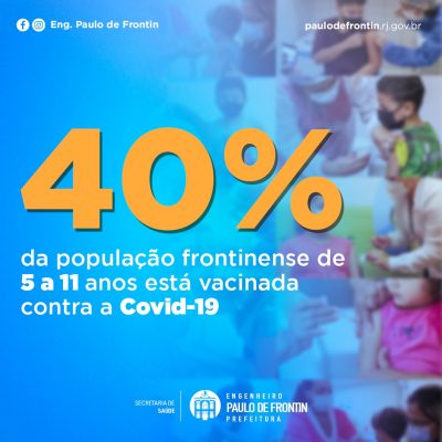40% da população frontinense de 5 a 11 anos está vacinada contra a Covid-19.
