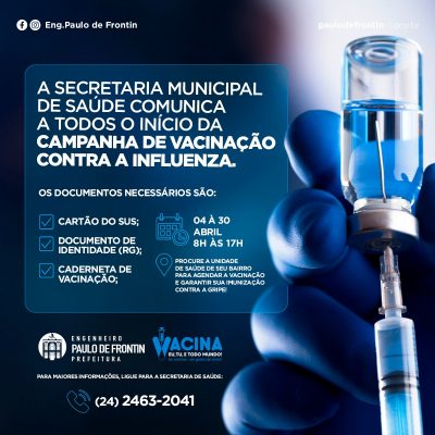 Secretaria Municipal de Saúde da início a Campanha de Vacinação contra a Influenza.